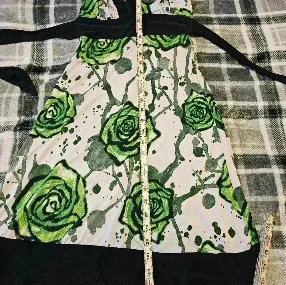 Exess silky halter top size medium white and black dress with green floral - Picture 9 of 9